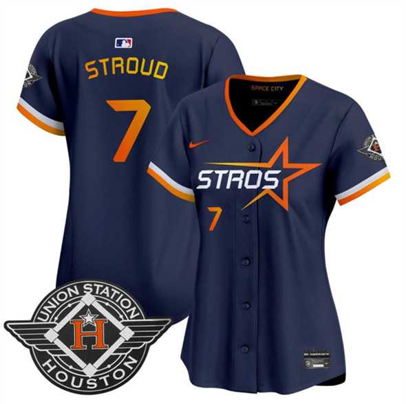 Womens Houston Astros #7 C.J. Stroud Navy 2025 City Connect Limited Stitched Jersey Dzhi